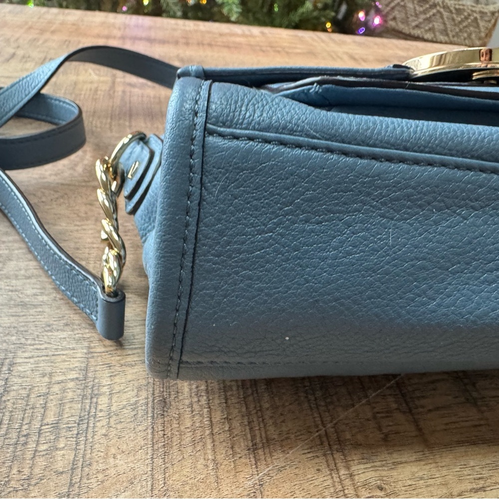 Michael Kors Margot Blue Crossbody Bag with Gold Accents - Picture 4 of 13